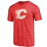Men's Calgary Flames Throwback Logo 1980 1981 Tri Blend T-Shirt Red FengYun,baseball caps,new era cap wholesale,wholesale hats